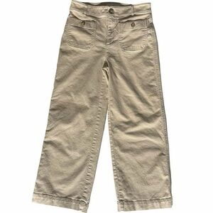 LOFT “The Palmer Wide Leg”  Buttoned Pocket Cargo Twill Pants Khaki/ Light Beige